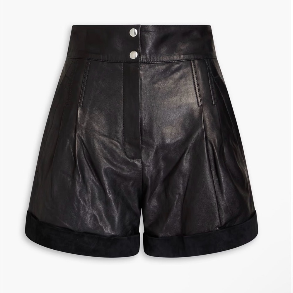 NWT IRO 100% Lambskin Black Leather Shorts sz FR 36
